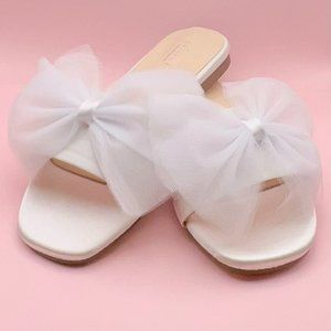 Gorgeous White Tulle Bow Bridal Wedding Flats!!!!
